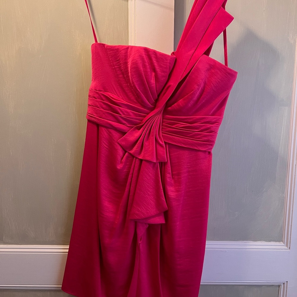 BCBGMaxAzria Pink Ruched Asymmetrical Cocktail Dress